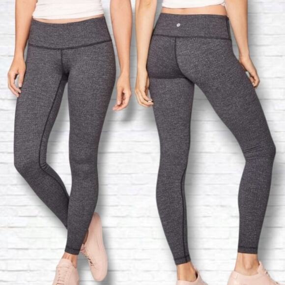 Lululemon wunder under full length leggings grey herringbone pattern workout 10 - Picture 2 of 11